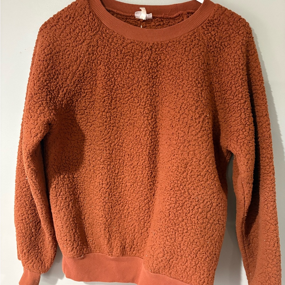 Cozy Women’s Rust Sherpa Crewneck Sweater